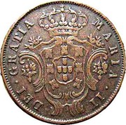 Portugal 5 Reis 1843 KM# 10 Portuguese Administration Provincial coinage MARIA II DEI GRATIA coin obverse Portugal 5 Reis 1843 KM# 10 Portuguese Administration Provincial coinage MARIA II DEI GRATIA coin obverse