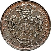 Portugal 5 Reis 1880 KM# 13 Portuguese Administration Provincial coinage LUDOVICUS I DEI GRATIA coin obverse Portugal 5 Reis 1880 KM# 13 Portuguese Administration Provincial coinage LUDOVICUS I DEI GRATIA coin obverse
