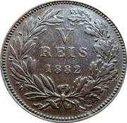 Portugal 5 Reis Luiz I 1882 KM# 525 V REIS 1882 coin reverse Portugal 5 Reis Luiz I 1882 KM# 525 V REIS 1882 coin reverse