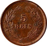 Portugal 5 Reis 1899 KM# 530 Kingdom Decimal coinage 5 REIS coin reverse Portugal 5 Reis 1899 KM# 530 Kingdom Decimal coinage 5 REIS coin reverse