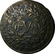 Portugal 5 Reis (V) 1799 KM# 326 Kingdom Milled coinage REGINA 17 V 99 coin reverse Portugal 5 Reis (V) 1799 KM# 326 Kingdom Milled coinage REGINA 17 V 99 coin reverse