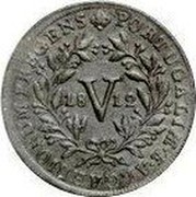Portugal 5 Reis (V) 1812 KM# 347 Kingdom Milled coinage PORTUGALIÆ V REGENS coin obverse Portugal 5 Reis (V) 1812 KM# 347 Kingdom Milled coinage PORTUGALIÆ V REGENS coin obverse