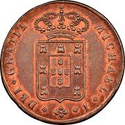 Portugal 5 Reis (V) 1829 KM# 389 Kingdom Milled coinage MICHAEL I DEI GRATIA coin obverse Portugal 5 Reis (V) 1829 KM# 389 Kingdom Milled coinage MICHAEL I DEI GRATIA coin obverse