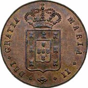 Portugal 5 Reis (V) 1836 KM# 408 Kingdom Milled coinage MARIA II DEI GRATIA coin obverse Portugal 5 Reis (V) 1836 KM# 408 Kingdom Milled coinage MARIA II DEI GRATIA coin obverse