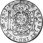UK 5 Shillings 3 Pence FERDINAND VII countermark ND KM# CC83 HISPAN ET IND REX M 8R J P 5 SLEY DOLLAR SOCIEI coin reverse UK 5 Shillings 3 Pence FERDINAND VII countermark ND KM# CC83 HISPAN ET IND REX M 8R J P 5 SLEY DOLLAR SOCIEI coin reverse