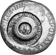 UK 5 Shillings Charles IV countermark ND (1811) Host Date 1794 FM Rare KM# CC77 DEI GRATIA 1794 CAROLUS IIII 5 coin obverse UK 5 Shillings Charles IV countermark ND (1811) Host Date 1794 FM Rare KM# CC77 DEI GRATIA 1794 CAROLUS IIII 5 coin obverse
