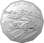 Australia 50 Cents 60 Years SATCC upercars 2020 UNC in Coincard in 9 Coin Tin 1960 2020 60 YEARS ATCC SUPERCARS coin reverse Australia 50 Cents 60 Years SATCC upercars 2020 UNC in Coincard in 9 Coin Tin 1960 2020 60 YEARS ATCC SUPERCARS coin reverse