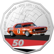 Australia 50 Cents (60 Years Supercars - Chevrolet Camaro ZL-1) 60 YEARS - SUPERCARS - ATCC 1971 CHEVROLET CAMARO ZL-1 CASTROL 7 TOTAL CASTROL 50 coin reverse Australia 50 Cents (60 Years Supercars - Chevrolet Camaro ZL-1) 60 YEARS - SUPERCARS - ATCC 1971 CHEVROLET CAMARO ZL-1 CASTROL 7 TOTAL CASTROL 50 coin reverse