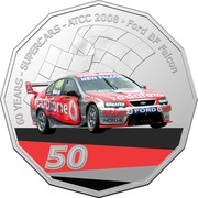 Australia 50 Cents (60 Years Supercars - Ford BF Falcon) 60 YEARS SUPERCARS ATCC 2008 FORD BF FALCON NEW FALCON VODAPHONE FORD NOKIA 50 coin reverse Australia 50 Cents (60 Years Supercars - Ford BF Falcon) 60 YEARS SUPERCARS ATCC 2008 FORD BF FALCON NEW FALCON VODAPHONE FORD NOKIA 50 coin reverse