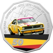 Australia 50 Cents (60 Years Supercars - Holden HT Monaro) 60 YEARS - SUPERCARS - ATCC 1970 HOLDEN HT MONARO GTS 350 SHELL 1 50 coin reverse Australia 50 Cents (60 Years Supercars - Holden HT Monaro) 60 YEARS - SUPERCARS - ATCC 1970 HOLDEN HT MONARO GTS 350 SHELL 1 50 coin reverse