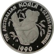 Australia 50 Dollars (Koala) THE AUSTRALIAN KOALA 1/2 OZ. 9995 PLATINUM JB P 1990 coin reverse Australia 50 Dollars (Koala) THE AUSTRALIAN KOALA 1/2 OZ. 9995 PLATINUM JB P 1990 coin reverse
