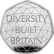 UK 50 Pence Celebrating British Diversity 2020 Proof DIVERSITY BUILT BRITAIN DME coin reverse UK 50 Pence Celebrating British Diversity 2020 Proof DIVERSITY BUILT BRITAIN DME coin reverse