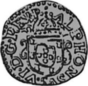 Portugal 50 Reis (1/2 Tostao) Afonso VI ND KM# 72 ALPHONSVS · VI · D G · REX · P coin obverse Portugal 50 Reis (1/2 Tostao) Afonso VI ND KM# 72 ALPHONSVS · VI · D G · REX · P coin obverse