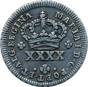 Portugal 50 Reis (1/2 Tostao) ND KM# 283 Kingdom Milled coinage MARIA I D G PORT ET ALG REGINA XXXX coin obverse Portugal 50 Reis (1/2 Tostao) ND KM# 283 Kingdom Milled coinage MARIA I D G PORT ET ALG REGINA XXXX coin obverse
