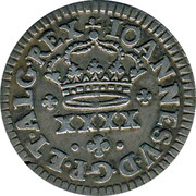 Portugal 50 Reis (1/2 Tostao) ND KM# 199 Kingdom Milled coinage IOANNES V D G P ET ALG REX XXXX coin obverse Portugal 50 Reis (1/2 Tostao) ND KM# 199 Kingdom Milled coinage IOANNES V D G P ET ALG REX XXXX coin obverse
