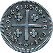 Portugal 50 Reis (1/2 Tostao) ND KM# 283 Kingdom Milled coinage IN HOC SIGNO VINCES coin reverse Portugal 50 Reis (1/2 Tostao) ND KM# 283 Kingdom Milled coinage IN HOC SIGNO VINCES coin reverse