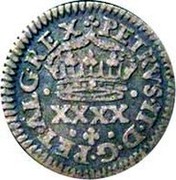 Portugal 50 Reis (Pedro II) KM# 136 PETRVS II D G P ET ALG REX XXXX coin obverse Portugal 50 Reis (Pedro II) KM# 136 PETRVS II D G P ET ALG REX XXXX coin obverse