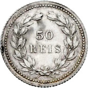 Portugal 50 Reis 1893 KM# 536 Kingdom Decimal coinage 50 REIS coin reverse Portugal 50 Reis 1893 KM# 536 Kingdom Decimal coinage 50 REIS coin reverse