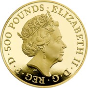 UK 500 Pounds Royal Christening 2015 Proof ELIZABETH II D G REG F 500 POUNDS J.C coin obverse UK 500 Pounds Royal Christening 2015 Proof ELIZABETH II D G REG F 500 POUNDS J.C coin obverse