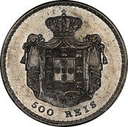 Portugal 500 Reis 1857 KM# 498 Kingdom Decimal coinage 500 REIS coin reverse Portugal 500 Reis 1857 KM# 498 Kingdom Decimal coinage 500 REIS coin reverse