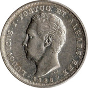 Portugal 500 Reis Crowned coat of arms 1888 KM# 509 LUDOVICUS I PORTUG ET ALGARB REX 1888 F.A.C. coin obverse Portugal 500 Reis Crowned coat of arms 1888 KM# 509 LUDOVICUS I PORTUG ET ALGARB REX 1888 F.A.C. coin obverse