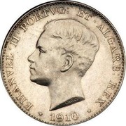 Portugal 500 Reis 1910 KM# 556 Kingdom Decimal coinage EMMANVEL II PORTVG ET ALGARB REX V.ALVES 1910 coin obverse Portugal 500 Reis 1910 KM# 556 Kingdom Decimal coinage EMMANVEL II PORTVG ET ALGARB REX V.ALVES 1910 coin obverse