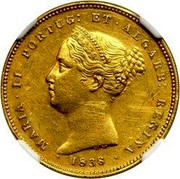 Portugal 5000 Reis 5000 Reis Maria II 1838 KM# 475.1 1838 MARIA II PORTUG ET ALGARB REGINA coin obverse Portugal 5000 Reis 5000 Reis Maria II 1838 KM# 475.1 1838 MARIA II PORTUG ET ALGARB REGINA coin obverse