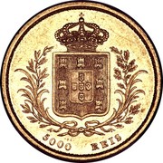 Portugal 5000 Reis 1862 KM# 508 Kingdom Decimal coinage 5000 REIS coin reverse Portugal 5000 Reis 1862 KM# 508 Kingdom Decimal coinage 5000 REIS coin reverse
