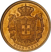 Portugal 5000 Reis 1889 KM# 516 Kingdom Decimal coinage 5000 REIS coin reverse Portugal 5000 Reis 1889 KM# 516 Kingdom Decimal coinage 5000 REIS coin reverse