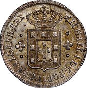 Portugal 60 Reis (3 Vintens) ND KM# 382 Kingdom Milled coinage MICHAEL I D G PORTUG ET ALGARB REX coin obverse Portugal 60 Reis (3 Vintens) ND KM# 382 Kingdom Milled coinage MICHAEL I D G PORTUG ET ALGARB REX coin obverse