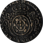 Portugal 80 Reis 1829 Cast from gun or bell metal with varying degrees of planchet thickness and porosity KM# 4.2 Terceira Island MARIA II D G PORT ET ALG REGINA coin obverse Portugal 80 Reis 1829 Cast from gun or bell metal with varying degrees of planchet thickness and porosity KM# 4.2 Terceira Island MARIA II D G PORT ET ALG REGINA coin obverse