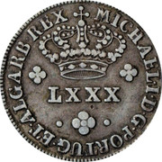 Portugal 80 Reis (LXXX) ND KM# 383 Kingdom Milled coinage LXXX MICHAEL I D G PORTUG ET ALGARB REX coin obverse Portugal 80 Reis (LXXX) ND KM# 383 Kingdom Milled coinage LXXX MICHAEL I D G PORTUG ET ALGARB REX coin obverse