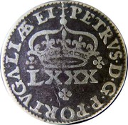 Portugal 80 Reis Pedro Prince Regent ND KM# 111 PETRVS · D · G · P · PORTVGALI coin obverse Portugal 80 Reis Pedro Prince Regent ND KM# 111 PETRVS · D · G · P · PORTVGALI coin obverse