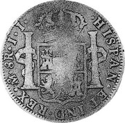 Portugal 870 Reis Countermarked Mexican Coinage ND INCM KM# 440.15 HISPAN ET IND REX M 8R J J coin reverse Portugal 870 Reis Countermarked Mexican Coinage ND INCM KM# 440.15 HISPAN ET IND REX M 8R J J coin reverse