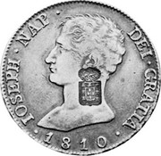 Portugal 870 Reis ND INCM KM# 440.36 Kingdom Countermarked coinage (870 Reis) DEI GRATIA 1810 IOSEPH NAP coin obverse Portugal 870 Reis ND INCM KM# 440.36 Kingdom Countermarked coinage (870 Reis) DEI GRATIA 1810 IOSEPH NAP coin obverse