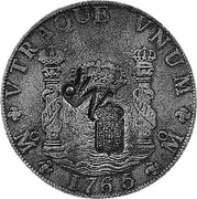 Portugal 870 Reis ND INCM KM# 440.42 Kingdom Countermarked coinage (870 Reis) VTRAQUE VNUM M 1765 M coin obverse