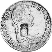 Portugal 870 Reis ND INCM KM# 440.40 Kingdom Countermarked coinage (870 Reis) DEI GRATIA 1820 FERDIN VII coin obverse Portugal 870 Reis ND INCM KM# 440.40 Kingdom Countermarked coinage (870 Reis) DEI GRATIA 1820 FERDIN VII coin obverse