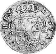 Portugal 870 Reis ND INCM KM# 440.40 Kingdom Countermarked coinage (870 Reis) HISPANIARUM REX R S 8 C J coin reverse Portugal 870 Reis ND INCM KM# 440.40 Kingdom Countermarked coinage (870 Reis) HISPANIARUM REX R S 8 C J coin reverse