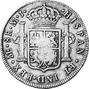 Portugal 870 Reis ND KM# 440.43 Kingdom Countermarked coinage (870 Reis) HISPAN ET IND REX Æ 8R M J coin reverse