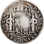 Portugal 870 Reis ND INCM KM# 440.19 Kingdom Countermarked coinage (870 Reis) REX Z 8 R R G HISPAN ET IND PLUS ULTRA coin reverse Portugal 870 Reis ND INCM KM# 440.19 Kingdom Countermarked coinage (870 Reis) REX Z 8 R R G HISPAN ET IND PLUS ULTRA coin reverse