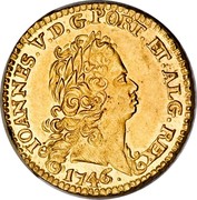 Portugal Escudo 1746 KM# 219.9 Kingdom Milled coinage IOANNES V D G PORT ET ALG REX 1746 coin obverse Portugal Escudo 1746 KM# 219.9 Kingdom Milled coinage IOANNES V D G PORT ET ALG REX 1746 coin obverse