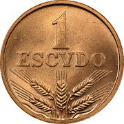 Portugal Escudo 1969 KM# 597 Republic 1 ESCVDO coin reverse Portugal Escudo 1969 KM# 597 Republic 1 ESCVDO coin reverse