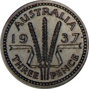Australia Three Pence Edward VIII (Pattern) 1937 Pattern AUSTRALIA 19 37 K G THREE PENCE coin reverse Australia Three Pence Edward VIII (Pattern) 1937 Pattern AUSTRALIA 19 37 K G THREE PENCE coin reverse