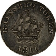 UK Twelve Pence Lincolnshire - Gainsborough - S. Sandars 1811  GAINSBRO TOKEN 1811 coin obverse UK Twelve Pence Lincolnshire - Gainsborough - S. Sandars 1811  GAINSBRO TOKEN 1811 coin obverse