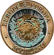 UK Twenty FiVe ECU Neptune and Europa 1992 X# 11 EUROPE EUROPA SCOTLAND coin obverse UK Twenty FiVe ECU Neptune and Europa 1992 X# 11 EUROPE EUROPA SCOTLAND coin obverse