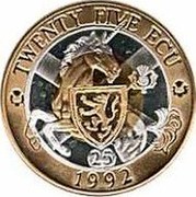 UK Twenty FiVe ECU Neptune and Europa 1992 X# 11 TWENTY FIVE ECU 1992 coin reverse UK Twenty FiVe ECU Neptune and Europa 1992 X# 11 TWENTY FIVE ECU 1992 coin reverse