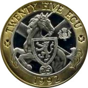 UK Twenty Five ECU Neptune and Europa 1992 X# 11a TWENTY FIVE ECU 1992 coin reverse UK Twenty Five ECU Neptune and Europa 1992 X# 11a TWENTY FIVE ECU 1992 coin reverse