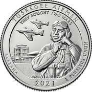 USA 1/4 Dollar (Tuskegee Airmen National Historic Site) TUSKEGEE AIRMEN THEY FOUGHT TWO WARS ALABAMA 2021 E PLURIBUS UNUM coin reverse USA 1/4 Dollar (Tuskegee Airmen National Historic Site) TUSKEGEE AIRMEN THEY FOUGHT TWO WARS ALABAMA 2021 E PLURIBUS UNUM coin reverse