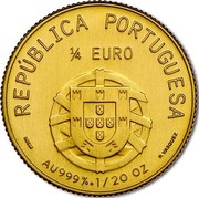 Portugal 1/4 Euro 270th Anniversary of the Death of Carlos Seixas 2012 KM# 814 REPÚBLICA PORTUGUESA 1/4 EURO R. VASQUEZ INCM AU 999‰ 1/20 OZ coin obverse Portugal 1/4 Euro 270th Anniversary of the Death of Carlos Seixas 2012 KM# 814 REPÚBLICA PORTUGUESA 1/4 EURO R. VASQUEZ INCM AU 999‰ 1/20 OZ coin obverse