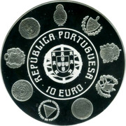 Portugal 10 Euro 2010 INCM KM# 803 Euro coinage REPÚBLICA PORTUGUESA 10 EURO coin obverse Portugal 10 Euro 2010 INCM KM# 803 Euro coinage REPÚBLICA PORTUGUESA 10 EURO coin obverse